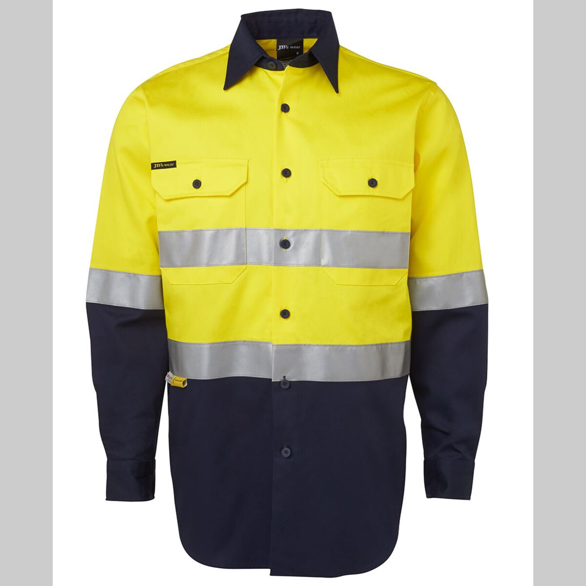 JB's Wear Hi Vis Taped L/S Cotton Mens Shirt Front